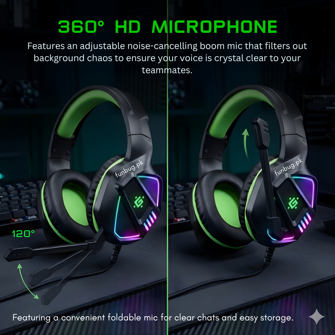 **Professional RGB Gaming Headphones with Mic | 360° Surround Sound, Super Bass & Vibration | Noise-Cancelling Microphone | Over-Ear Wired Gaming Headset for PC, PS4, Laptop & Mobile**vvvv