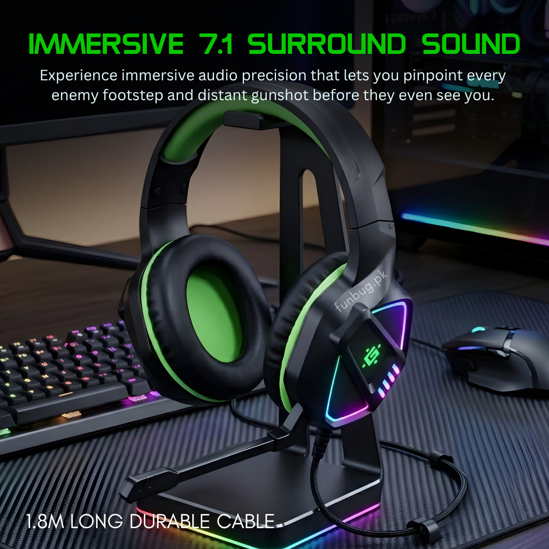 **Professional RGB Gaming Headphones with Mic | 360° Surround Sound, Super Bass & Vibration | Noise-Cancelling Microphone | Over-Ear Wired Gaming Headset for PC, PS4, Laptop & Mobile**vvvv